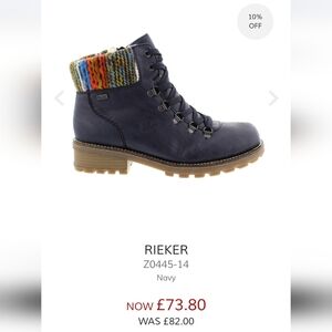 Rieker Navy Non Leather Ankle Boots Size US39 / US 8-8.5